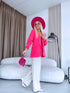 Neon pink, ONE SIZE jacket with gathered sleeves